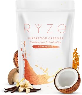 RYZE Mushroom Coffee Creamer with Probiotics & 6 Mushrooms, 30 Servings | 6 Organic Mushrooms like Lion's Mane, Turkey Tail & Reishi, Gluten Free Vegan, Dairy Free