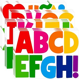Letter Stickers Large 108PCS Bulletin Board Letter 12Sheets,Colorful,4 Inch | Alphabet Stickers, Vinyl, Self-Adhesive, Stick on Letters,for Poster Board, Mailbox, Sign, DIY Crafts, Classroom, Party Decor