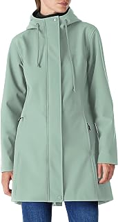 Outdoor Ventures Women's long softshell rain jacket with hood, lined transitional jacket, functional jacket, waterproof, windproof, breathable hiking jacket