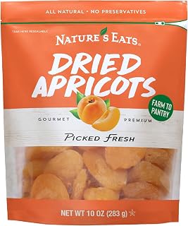 Nature's Eat Sun Dried Turkish Apricots - Dried Apricots, Healthy Fruit Snacks for Adults & Kids - No Sugar Added - Gluten Free & Vegan - Resealable Bag 10 Ounce (Pack of 1)