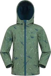 Mountain Warehouse Exodus Children's Water-Repellent Softshell Jacket Transition Jacket Rain Jacket with Hood Windproof Breathable Outdoor Unisex Light Blue