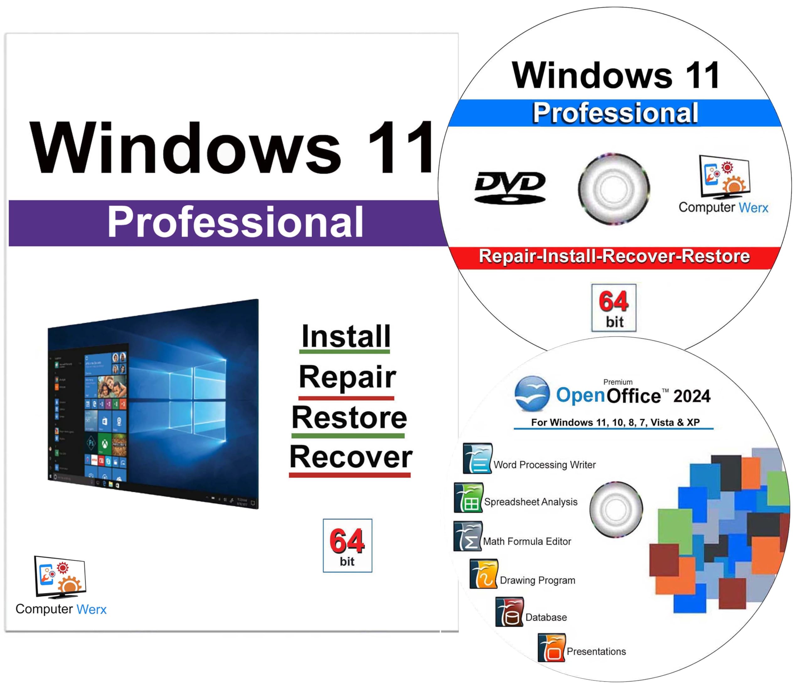 Computer Werx Compatible with/Replacement for Windows 11 Professional 64 Bit ins