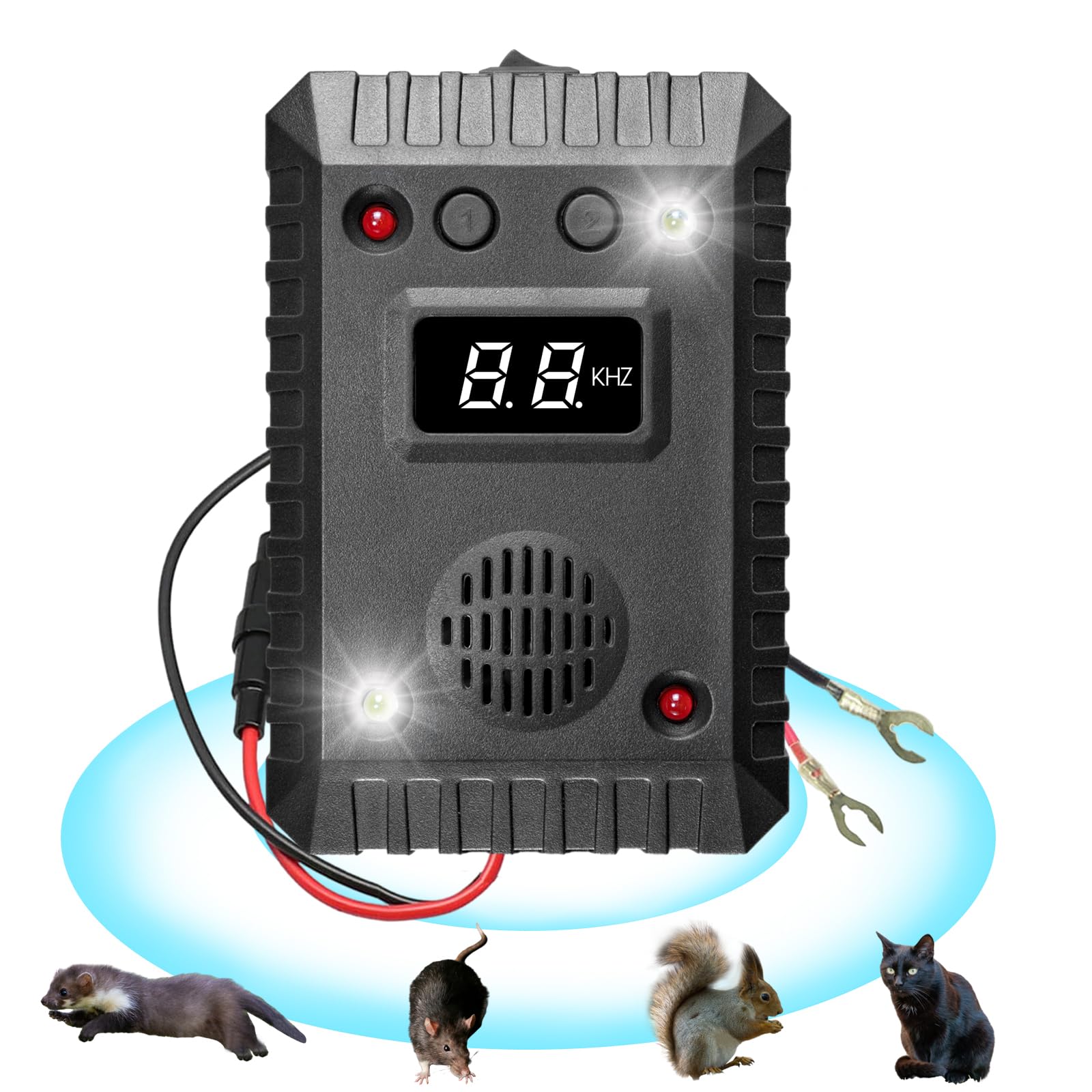 Under Hood Ultrasonic Rodent Repeller for Car | with Strobe Light, Rat Rodent Pe