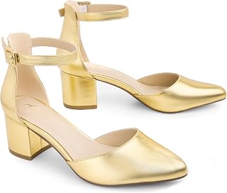 Ankis Closed Toe Heels for Women, 2.25 Inch Low Block Chunky Dress Pumps
