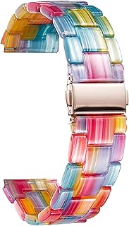 BINLUN Resin Watch Strap for Women Men 12 mm 14 mm 16 mm 18 mm 20 mm 22 mm, Replacement Strap Folding Clasp Quick Release for Smart Watch Smartwatch, Fashion Lightweight Bracelet in 3 Buckles
