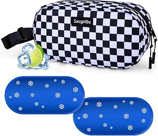 Small Insulated Bag,Cooler Bag Small,Mini Cooler Bag,Freezable Lunch with 2 Ice Packs for Work School Travel,Freezable Snack Box for Adults,10“ x 4”x 5”Round,Black-Grid