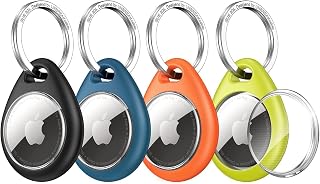 UNBREAKcable for Apple AirTag Holder 4 Pack Waterproof Keychain Case with 304 Stainless Steel Key Ring Secure Fit Easy Install Shockproof TPU for Keys Bags Luggage and Pet Collars