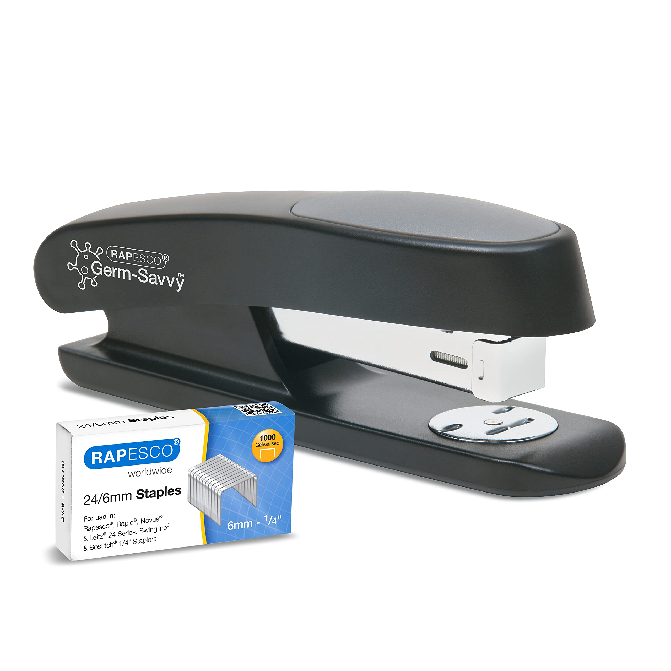 Rapesco 1482 ECO Sting Ray Stapler and 1000 Staples, 20 Sheet Capacity | Germ-Sa