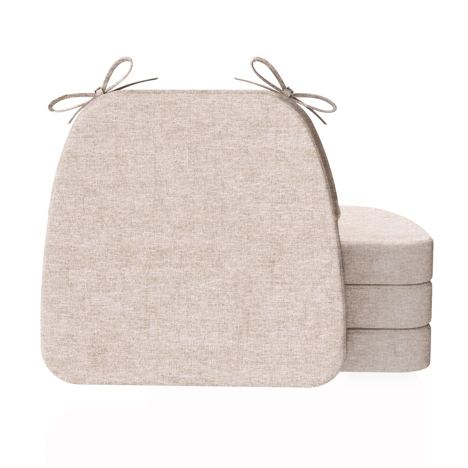 AAAAAcessories D-Shaped Chair Cushions, 2" Thick Dining Chair Pads with Ties and