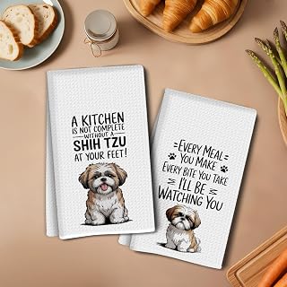 2 Pieces Funny Dog Kitchen Towels 14x24 Inches Kitchen Cloth Dog Cute Christmas Decor Tea Towels for Hands