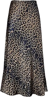 Outoshe Women's Satin High Waisted Maxi Skirts Hidden Elasticized Waistband A Line Long Skirt