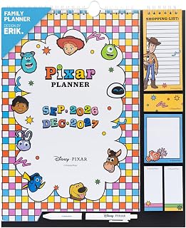 Grupo Erik Disney Pixar 2027 Wall Planner, Family Calendar 2027 | Wall Calendar 2027 with Stickers, Pen, Shopping List Pad, Sticky Notes, Sep 2026 - Dec 2027 | Pixar Disney Gifts for Family