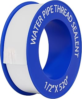D-NYX Plumbers PTFE Pipe Sealant Tape 1, 4 or 5 Rolls 1/2 Inch(W) X 520 Inches(L) Teflon Plumbers Tape, Flex Seal Tape Waterproof, Plumbing Thread Tap, Water Pipe Sealing (1 Pack)