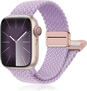 Magnetic Braided Band for Apple Watch Bands for Women Men 40mm 44mm 46mm 42mm 38mm 41mm 45mm 49mm,Stretchy Elastic Nylon Sport Solo Loop Strap Wristband for iWatch Series 10 9 8 7 6 5 4 3/SE/Ultra 2