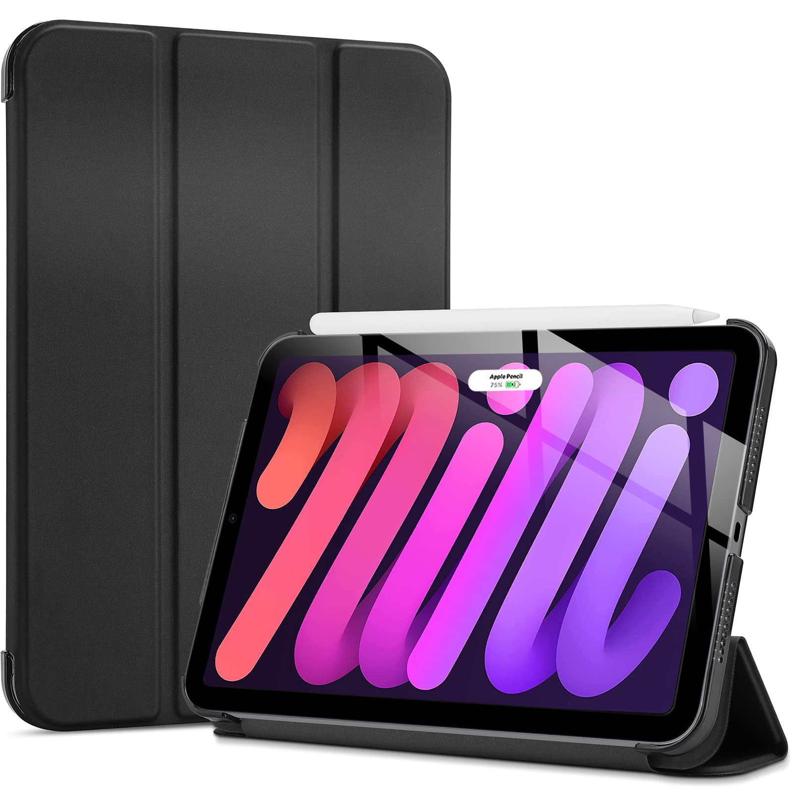 ProCase Smart Case for iPad mini 7 A17 Pro 2024/Mini 6 2021 8.3" -Black | Slim i