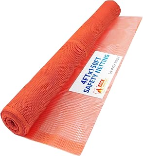 mychoiii 4ft x 150ft Construction Safety Debris Netting，Heavy Duty Fire Retardant 1/4" Mesh roll for Scaffold Enclosure,Barricade,Visibility Barrier,Construction & Agricultural Use,Orange