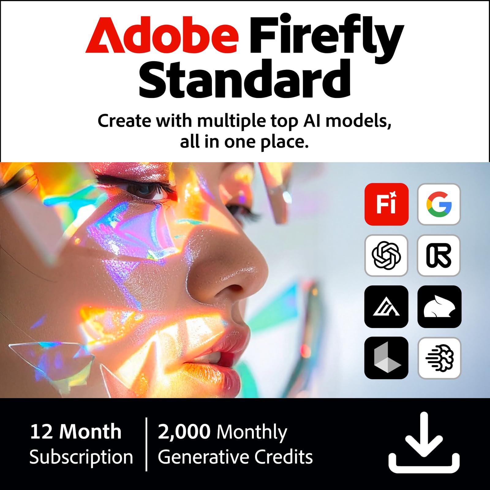 Adobe Firefly Standard | 2,000 Monthly Generative Credits | 12-Month Subscriptio