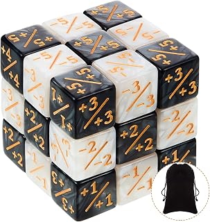24 Pieces MTG Counters Dice +1/+1 Buff Tokens Black Plus 1 Counter Magic Dice Set for MTG D6 TCG Cards Gaming Accessories