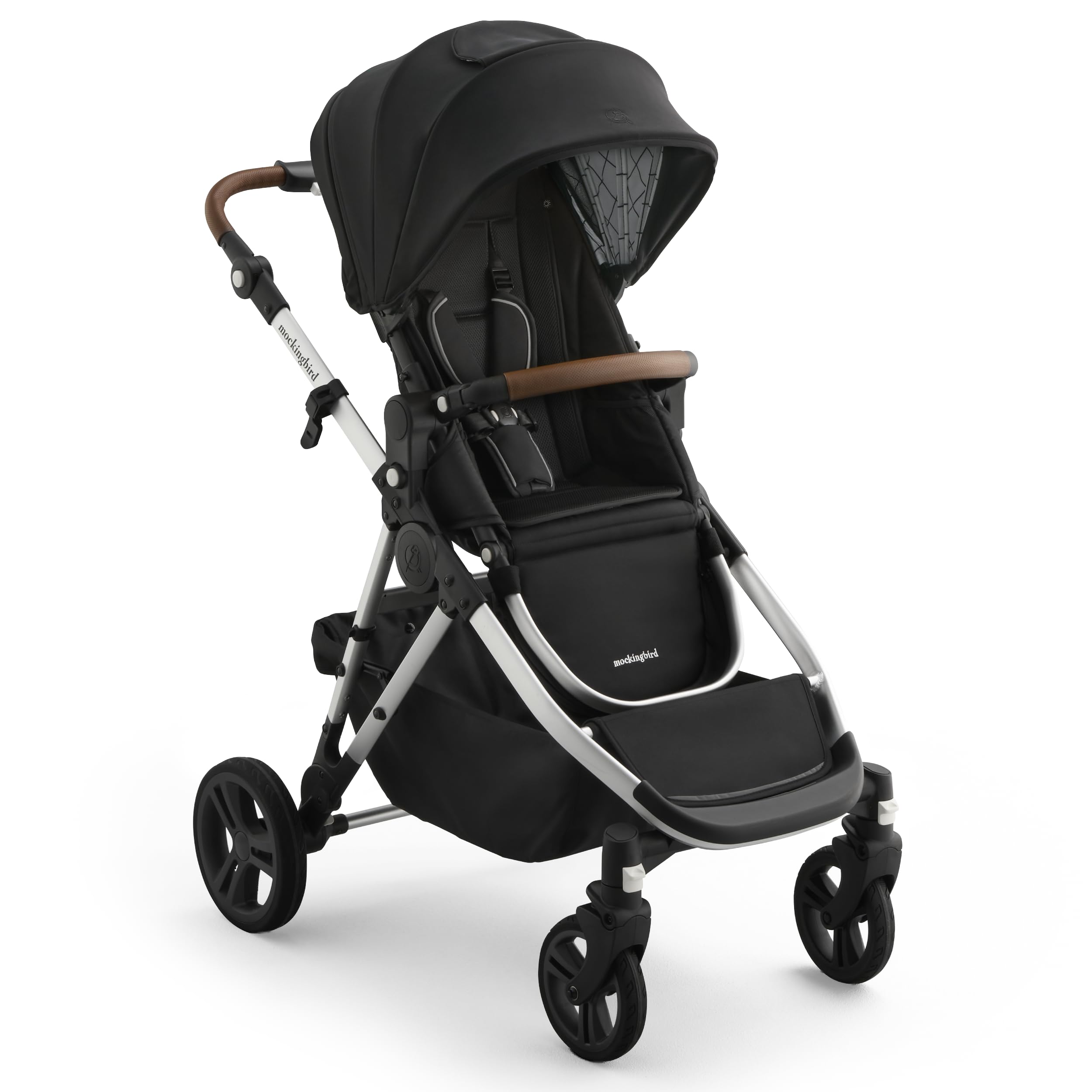 Mockingbird 3.0 Single-to-Double Convertible Stroller, Black Windowpane | Full s