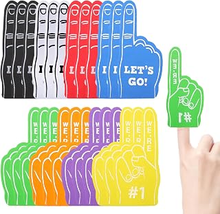 Loghohu 24PCS Foam Finger, Mini Foam Hand Sport Fan Foam Fingers Bulk for Sports Themed Party Favors Basketball Baseball Football Soccer Team Cheerleader Gifts (8 Colors)
