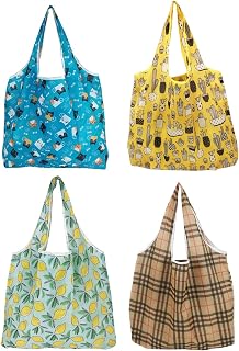 4 Pack Foldable Shopping Bags Lightweight Reusable Recyclable Travel Shopping Bags Waterproof