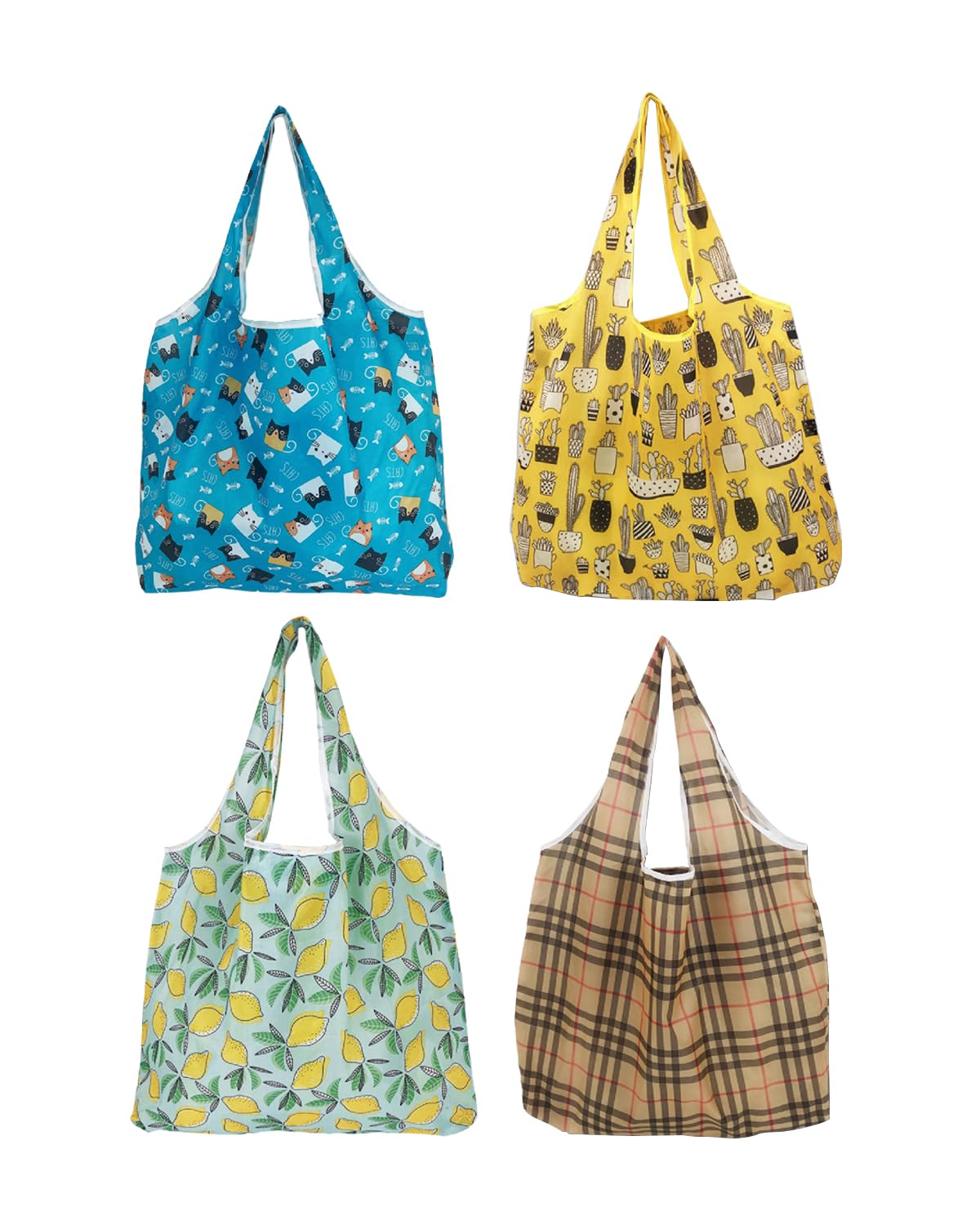 4 Pack Foldable Shopping Bags Lightweight Reusable Recyclable Travel Shopping Ba