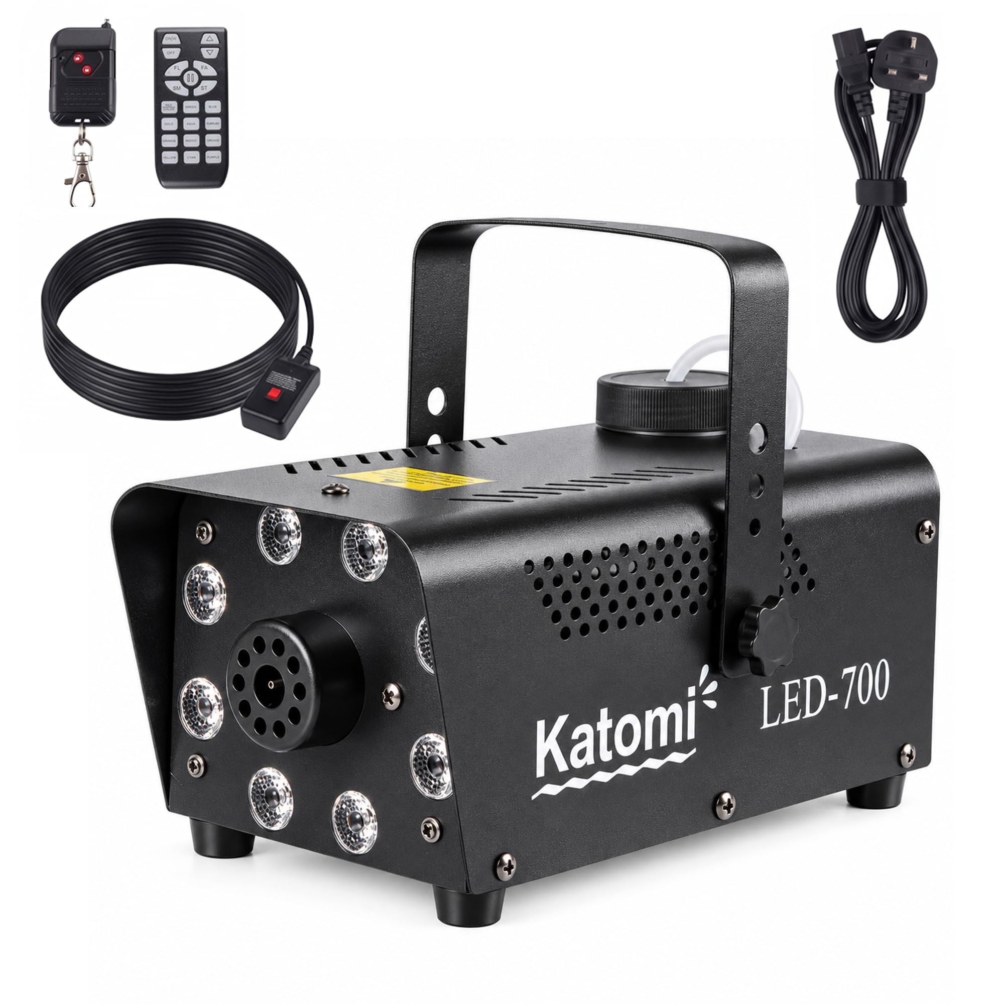 Katomi 500W Smoke Machine with 13 Colour RGB Effect, 8 LED Lights, Mini Fog Mach