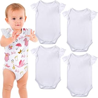 Honoson 4 Pieces Sublimation Baby Blank Bodysuits White 0-24 Months