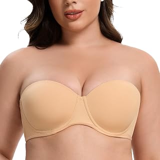 MELENECA Women's Invisible Strapless Bra with Underwire with Large Cups