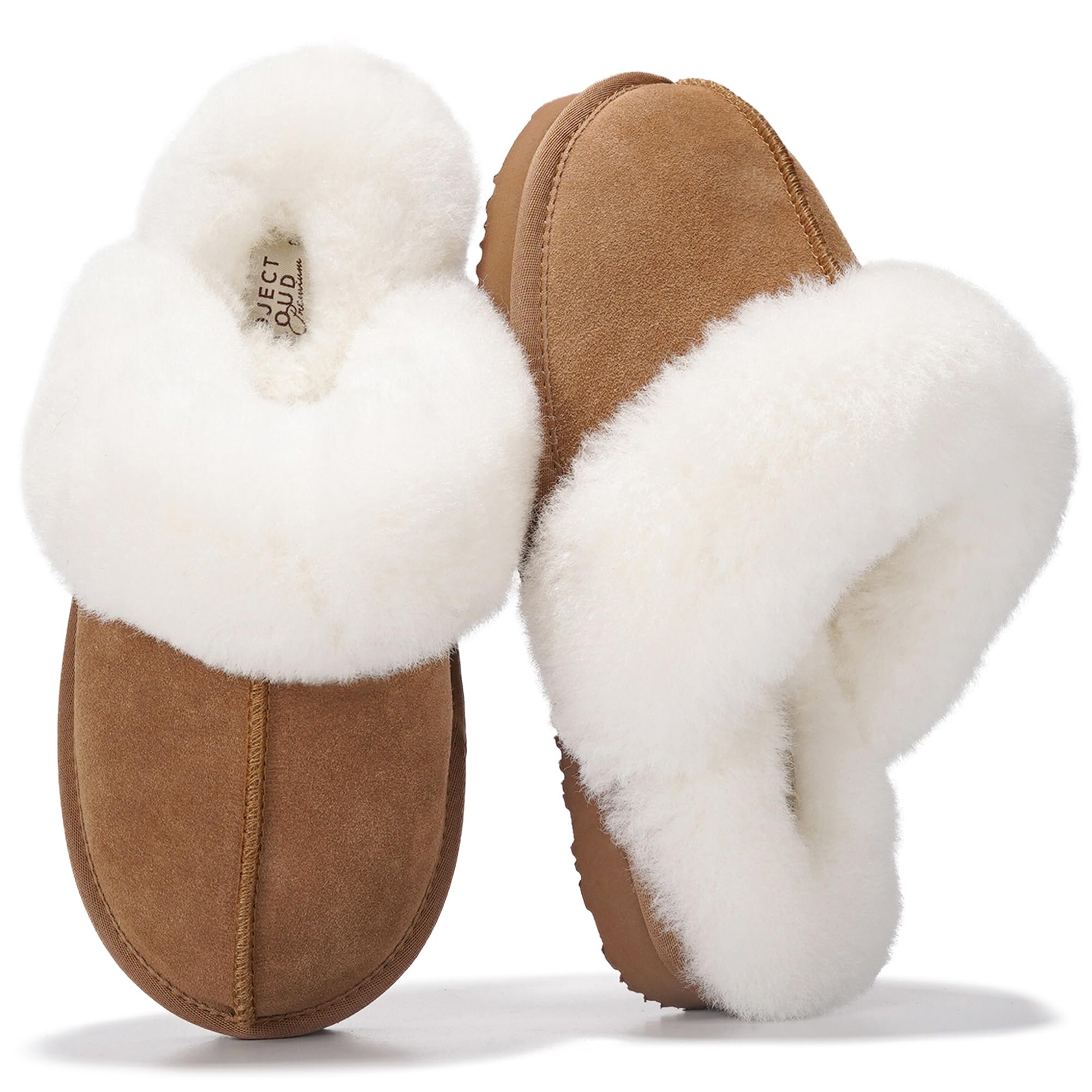 Project Cloud Pantofole da donna in vera pelle con fodera in vera pelliccia, zoc