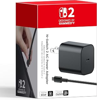 65W Switch 2 Charger with 6.6FT(2M) Cable - GaN3 AC Power Adapter for Nintendo Switch/OLED/Lite & Steam Deck/OLED, Original Quality, Supports 4K TV Mode, PD3.0 Fast Charger for PS4 Controller, Galaxy