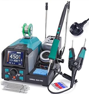 YIHUA 982D-I PRO 2 in 1 Precision Microsoldering Iron Hot Tweezers Soldering Station with 10 Tip Cartridges, Individual Operating Interfaces, Dual Holder, Auto Temp Calibration, 4 Pre-Set Channels