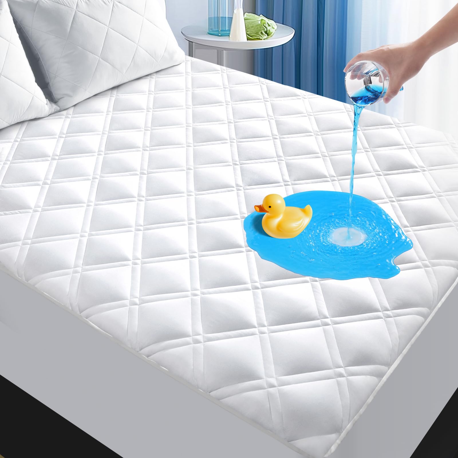 Queen Mattress Protector Waterproof, Mattress Pad Fitted Deep Pocket 8"-21" | Br