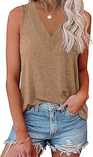 EyMuse Summer Sleeveless V Neck Tank Tops for Women Casual Basic Shirts Classic T Shirts Cute Fashion Clothes