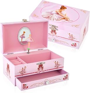 TAOPU Classical Ballerina Musical Jewelry Box with Drawer and Dancing Ballerina,Girls Gifts for Kids Jewel Storage, Girls Music Box for Kids Ages 3-12 Gift