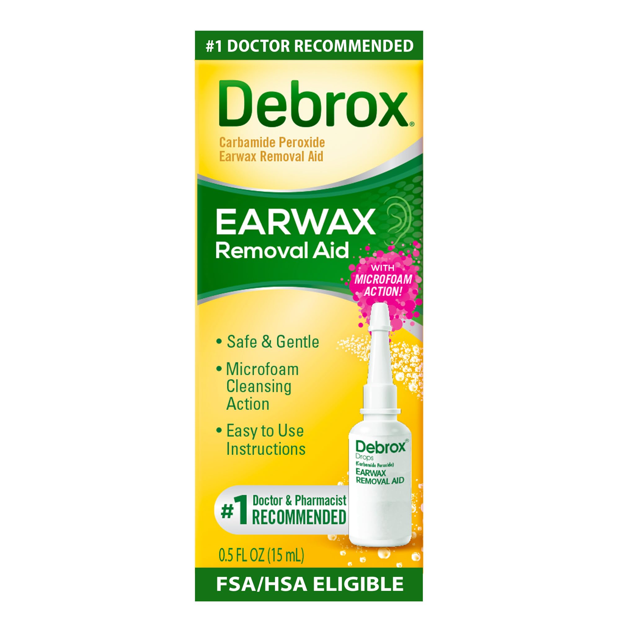 Debrox Earwax Removal Aid, 0.5 oz Earwax Removal Drops | 6.5% Carbamide Peroxide
