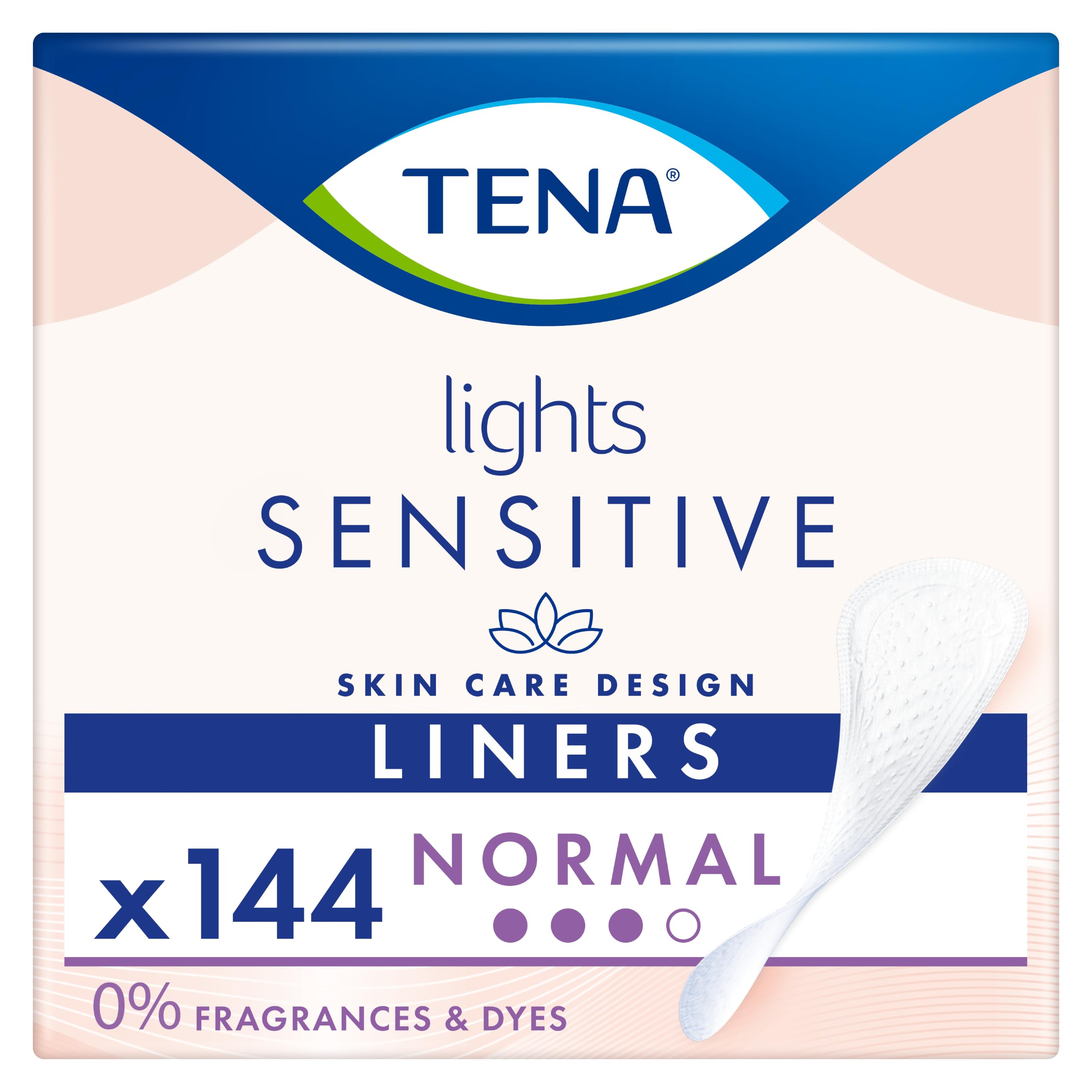 TENA Lights Sensitive Incontinence Liner, Normal (144 Count) | For Women, Light 