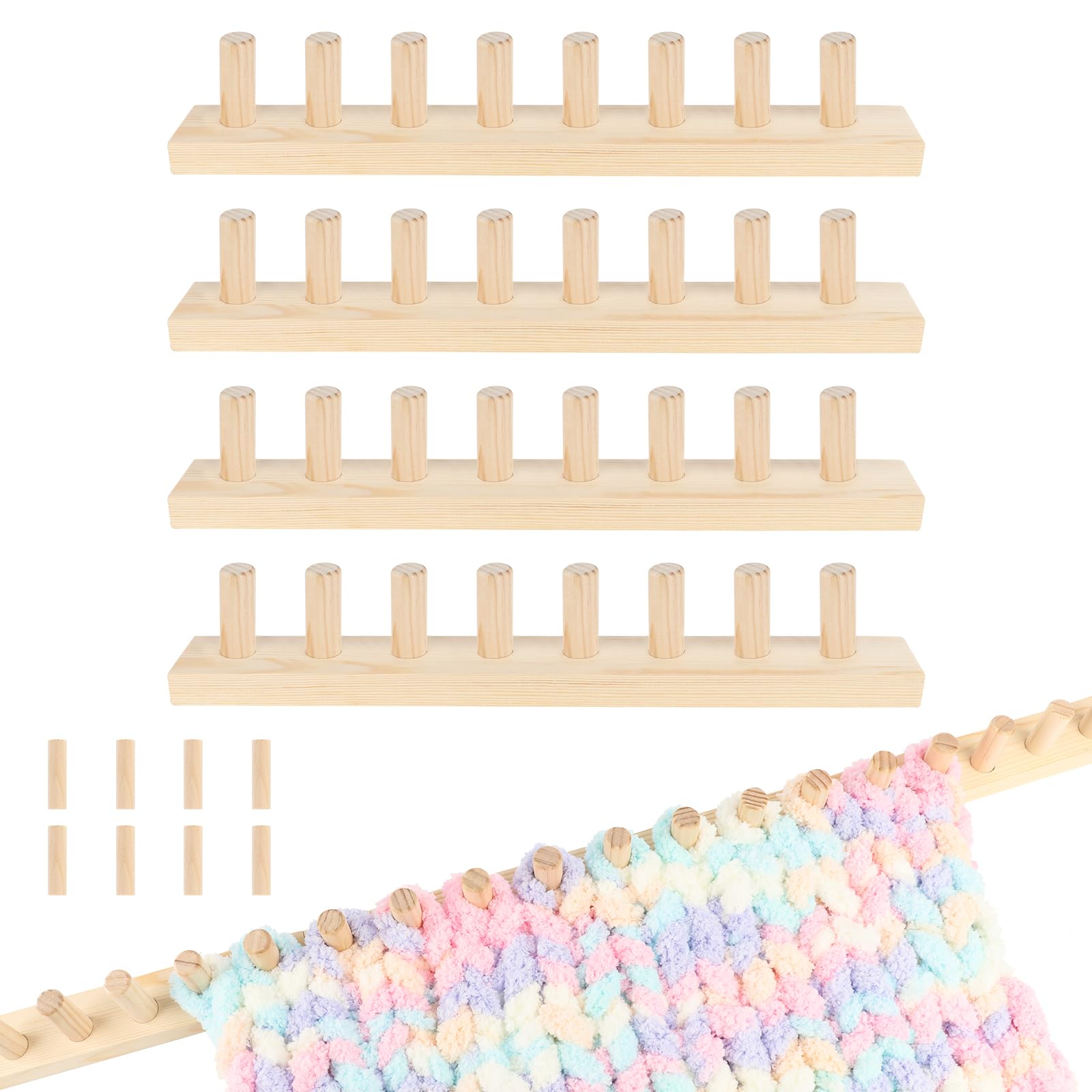 64 Inch Chunky Blanket Loom, Wooden Knitting Loom Adjustable Size DIY Craft | Kn