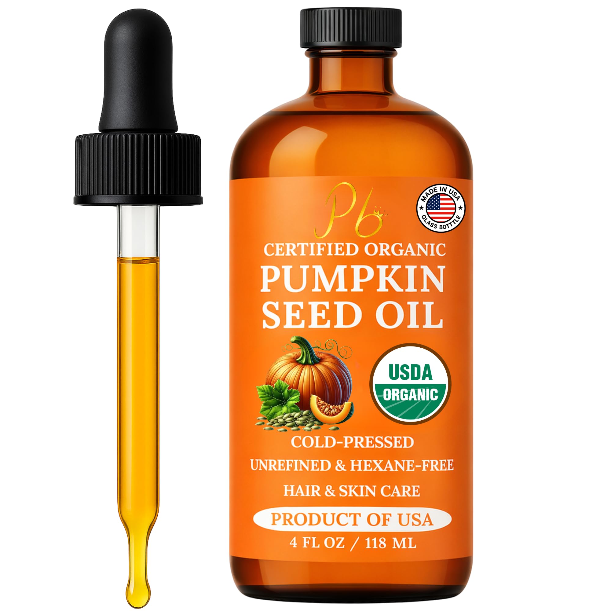Pumpkin Seed Oil, USA Grown, USDA Organic Pumpkin Seed Oil for Hair Growth | Col