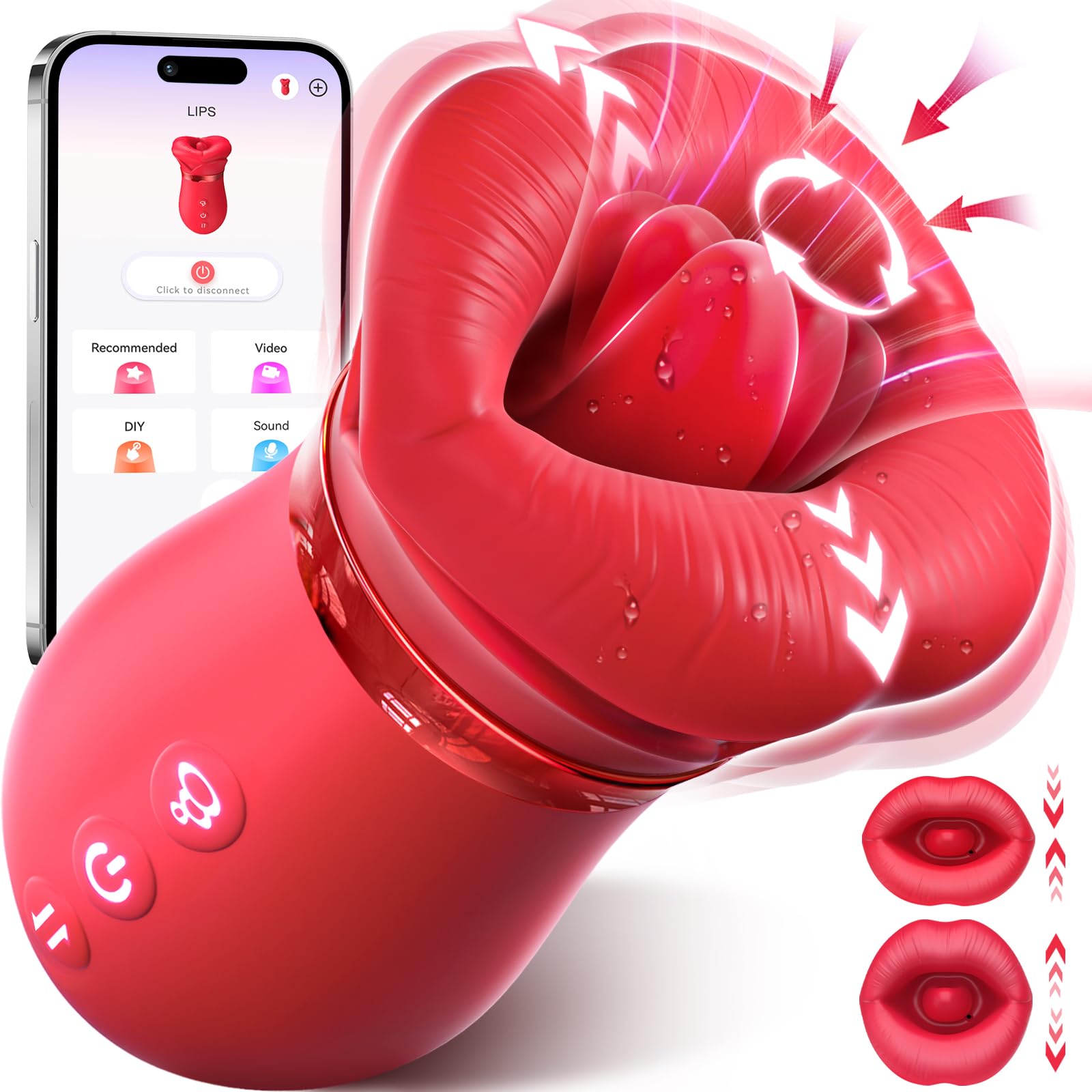 Vibrator Adult Sex Toys for Women - Sovokn 5IN1 Mouth Sucking Vibrator Rose Sex 