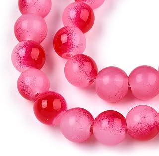 50pcs 6mm Crystal Glass Beads for Jewelry Making Faux Jade Beads Round Loose Spacer Beads for Necklace Bracelet Key Chain Wedding Decoration