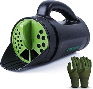 PERSZEN Seed Spreader Hand Held, Hand Spreader Lawn and Garden for Fertilizer Grass Seed Salt Ice Melt Earth Food, Seed Shaker with Multiple Adjustable Opening Sizes for All Purpose, Up to 80 Oz