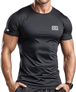Active T-Shirt | Black - Fitness Short Sleeve T-Shirt for Men, Functional and Quick Dry Sports T Shirt Workout Gym T-Shirt