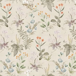 GaliGali Floral Peel and Stick Wallpaper, Farm Wildwood Flower 17.3"x393" | Floral Self-Adhesive Wallpaper, Beige Floral Removable Contact Paper for Home Bedroom Kitchen Decor, CA.A00090C-10