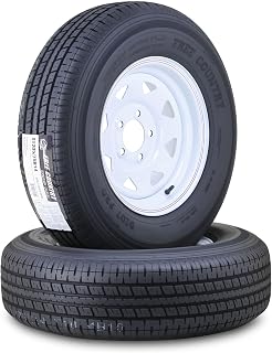 Free Country Trailer Tire Wheel ST205/75R14 8PR 105N 5X4.5 White Spoke Pk2 | 5 Lug on 4.5" PCD Rim Load Range D 8-Ply Speed Rating N 88 MPH w/Featured Side Scuff Guard