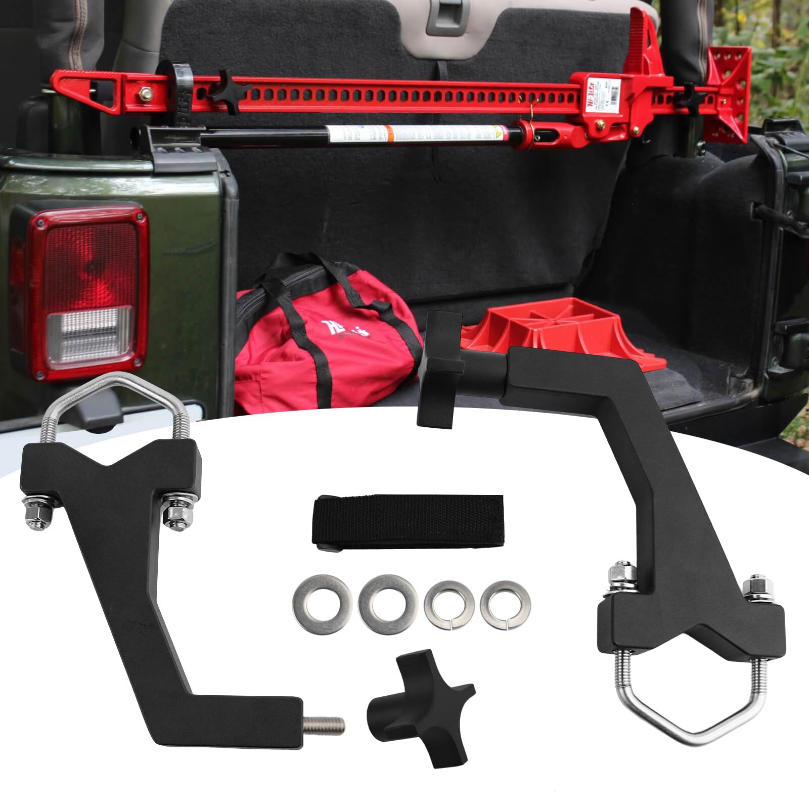 Tesmirror Roll Cage High Lift Jack Mount Brackets fit for 2007-2017 Jeep Wrangle