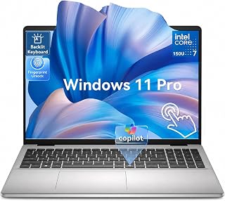 Dell 16 Touchscreen Laptop-32GB DDR5 RAM 5200MT/s 1TB SSD- Core 7 150U | 10-Core Up to 5.00 GHz, 16:10 FHD+ IPS 300 Nits Display, Fingerprint Reader, Backlit Keyboard, AI Copilot, Windows 11 Pro