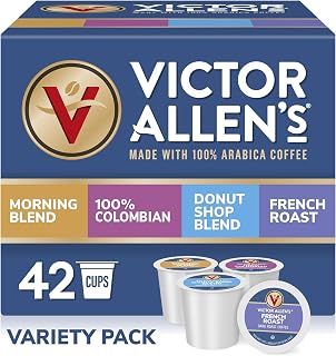 Victor Allen's Coffee Variety Pack (Morning Blend, 100% Colombian, Donut Shop Blend, and French Roast), 42 Count, Single Serve Coffee Pods for Keurig K-Cup Brewers