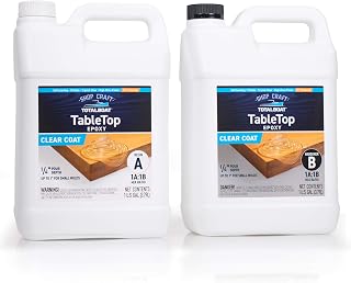 TotalBoat Table Top Epoxy Resin - 2 Gallon Kit for Bars and Countertops | Two-Part Epoxy Coating for Bars and Tables, Woodworking, and Resin Art; Clear, High Gloss; UV Resistant for Outdoor Use