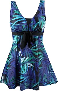 ECUPPER Womens Plus Size Swimsuit One Piece Skirted Swimwear Tummy Control Swimming Costume with Shorts